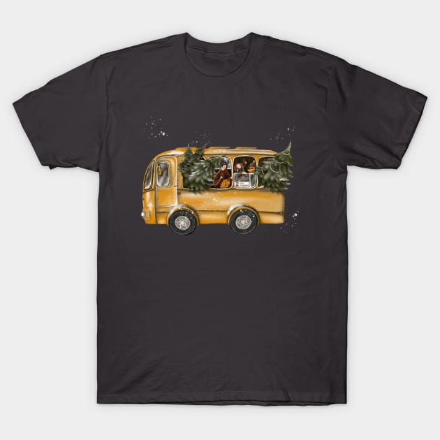 Christmas bus T-Shirt by Sidfamily